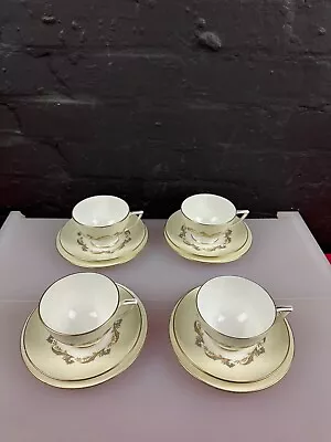 4 X Minton Gold Laurentian H5184 Tea Trios Cups Saucers And Side Plates Set • £59.99