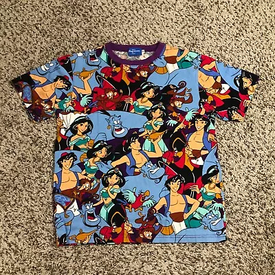 Tokyo Disney Resort Aladdin All Over Print Shirt Size M Jasmine Genie Slim Fit • $48.74