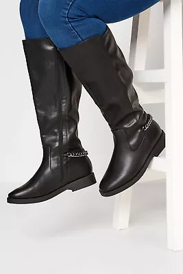 Yours Curve  Knee High Chain Detail Boots • £54.99
