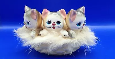 Vintage Retro Kitsch Basket Of Cats Kittens Figurine Ornament • $45