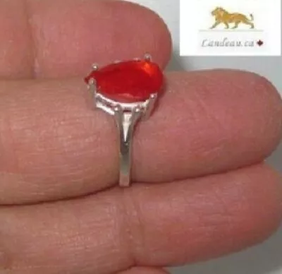 1.40 Ct Natural Gem Mexican Red Fire Opal Sterling Silver Ring (6.5)v • £133.71