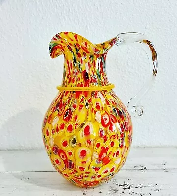 1950s Italian Art Glass Millefiori Murano Fratelli Toso Water Pitcher 9.75” EXC • $200