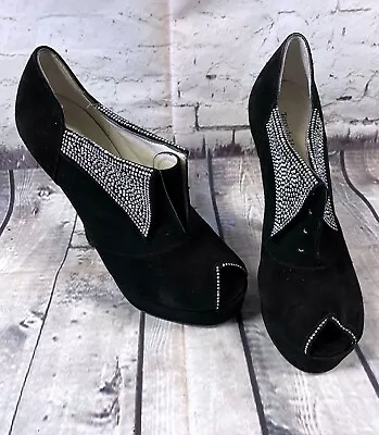 £135 • Buy Designer Shoes | Terry De Havilland Black Crystal Shoe Boots UK3/EU 36 Retro