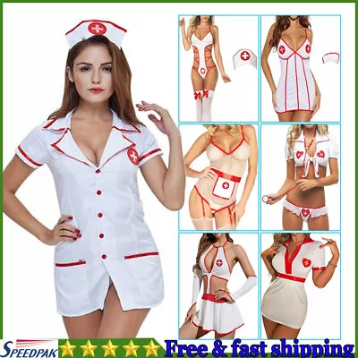 Womens Maid Fancy Costume Ladies Nurse Cosplay Costume Uniform Dress Outfit Sets • £3.53