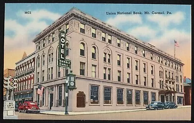 PA Mt Carmel Union National Bank Linen Postcard • $4.75