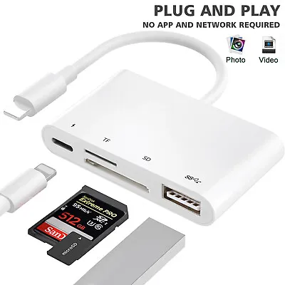 For IPad 9 8 7 6 Air3 Pro Mini To USB/SD/TF Card Reader Adapter [2-Way Transfer] • $21.83