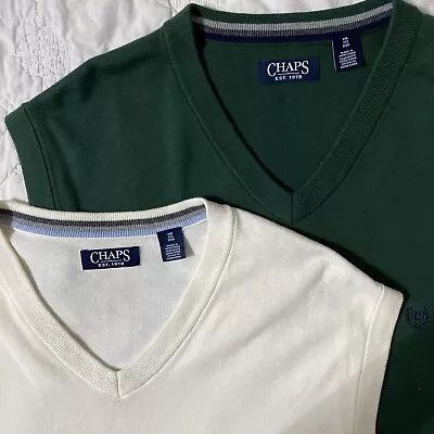 Lot Of 2 - Men's Chaps Sweater Vest 3XB Green & Ivory • $19.99