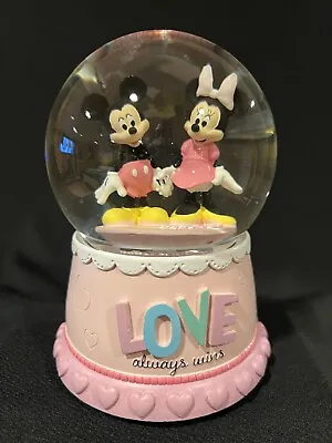 Disney Mickey & Minnie Mouse Valentine's Musical Snow Globe Plays Love Story • $32.99