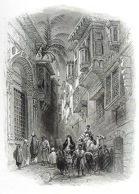 Egypt CAIRO STREET SCENE CAMELS ~ 1850 Islamic Architecture Art Print Engraving • $8.99