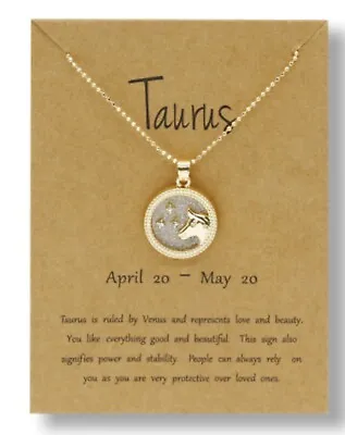 Taurus Horoscope Astrology/  Zodiac Letter Birth Sign Chain Necklaces Gift • £3.89