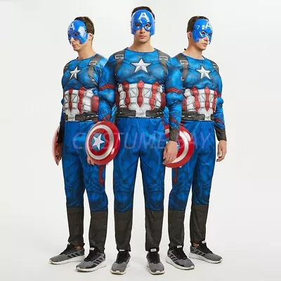 Men's Superhero Muscle Costume Captain America Spiderman SupermanThor Halloween  • $39.95