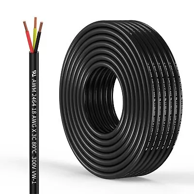 18 Gauge 3 Conductor Electrical Wire Oxygen-Free Copper Cable 50FT/15.3M Flex... • $44.94