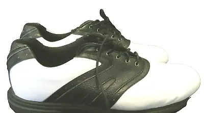 Mens Etonic Black White Golf Shoes Cleats 11.5W Model LT80-2 (W) EUC Quick Ship • $29.99