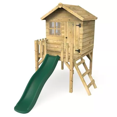 £649.95 • Buy Rebo Orchard 4FT X 4FT Wooden Playhouse On 900mm Deck + 6FT Slide – Swan D Green