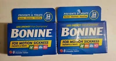 New (lot Of 2) Bonine For Motion Sickness Chewable Tablets Raspberry Flavored • $9.99