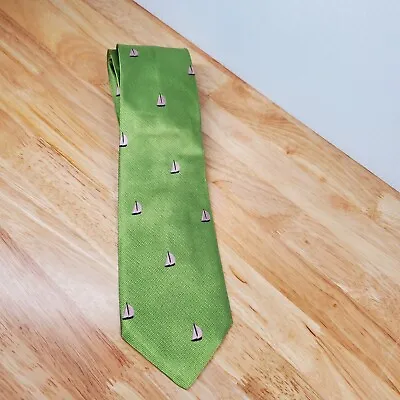 Vintage Tie Sailboat Graphic With Mint Green Background Polyester Necktie • $14