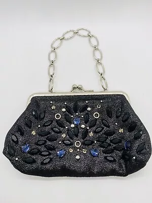 Rafe New York Embellished Metal & Rhinestone Sparkly Silver Purse Mini Hand Bag • $18.60