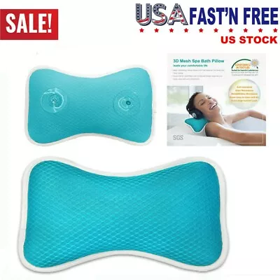 US Bath Spa Pillow Relaxing Massage With 2 Suction Cups For Bathtub Hot Tub Blue • $12.90