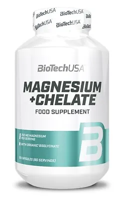 Magnesium Oxide + Bisglycinate Chelate 60 Capsules | Chelated Magnesium Absorb • £11.99