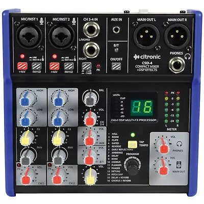 Citronic CSD-4 Compact Mixer With DSP Effects Bluetooth Musician DJ Stage  • £86.99