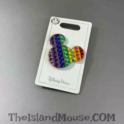 Disney Rainbow Jeweled Mickey Icon Head Pride Pin (N3:116460) • $11.95