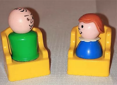 Vintage Fisher Price Little People Green Dad Blue Girl Chairs • $9