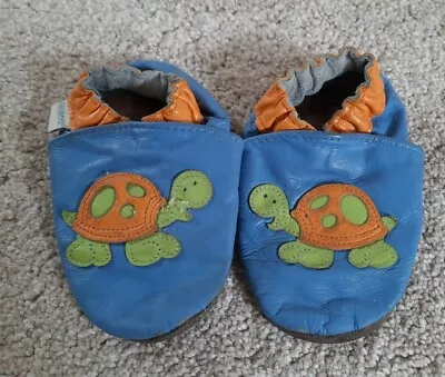 Robeez Tortoise 🐢 Soft Leather Baby Infant Shoes Slippers Bootie 12-18 Months • £3.50