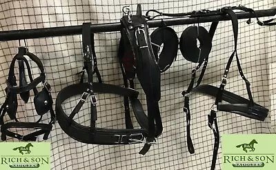 Horse Deluxe Nylon Webbing Driving Harness Plain Black Shetland Size • £79.50