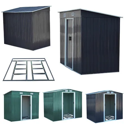 Garden Backyard Patio Pent Metal Shed With Doors/Base-4x6 4x8 6x8 8x8 10x8ft • £205.95