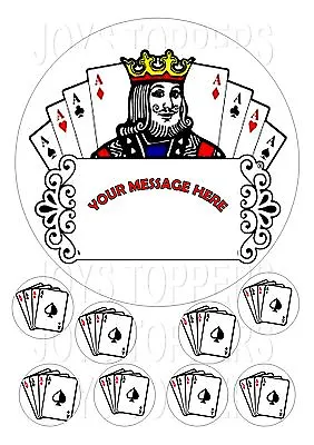 Playing Cards Personalised Round 7.5 + 8 Edible  Icing Frosting Cake Topper • £4.25