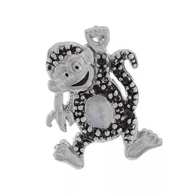 Dancing Monkey Eating Banana Pendant 2-Toned Jeweled Illusion • $9.99