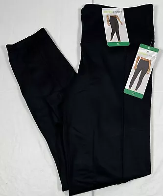 Marika High Rise Tummy Control Leggings W Side Pockets XL 16 Black NWT • $23.98