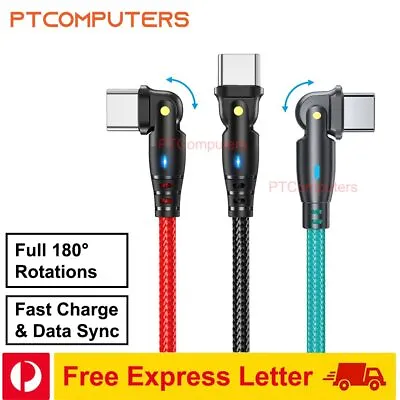 180 Rotating USB Type-C Cable PD 60w Fast Charger Lead Samsung S23 S22 IPhone 15 • $12.55