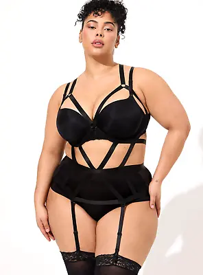 Womens Torrid Black Strappy Harness With Garter Size 00/0 10/12 Med/Large NWT • $50.95