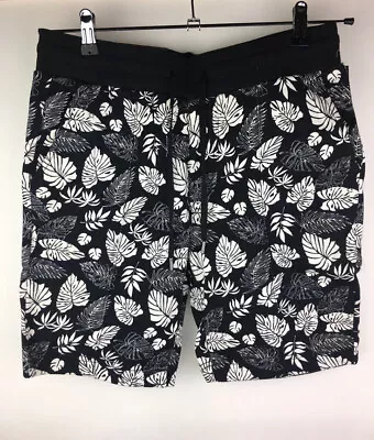 Mossimo Men’s Leaf Print Terry Shorts Size S Black White • $8.94