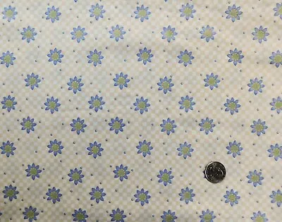 M204 Vintage Fabric Cotton Debbie Mumm Gold Periwinkle Floral Calico 3 Yards  • $24.99