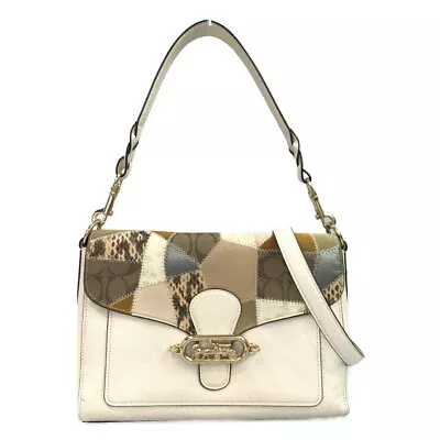 Coach 2 Way Patchwork Handbag Shoulder Bag Diagonal Hanging 91092 Women's White • £236.40