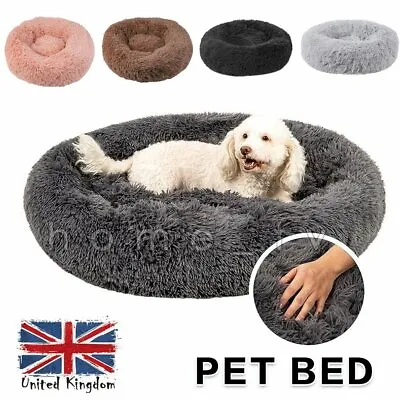 £23.99 • Buy Pet Dog Cat Calming Bed Comfy Shag Warm Fluffy Bed Nest Mattress Fur Round Pad