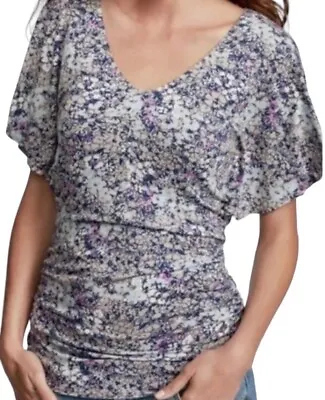 CAbi Floral Bat Winged Top Soft & Stretchy. Size Large EUC • $16