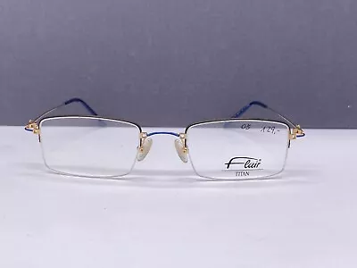 Flair Eyeglasses Frames Woman Gold Blue Rectangular Titanium Small Lens 457 • $104.81