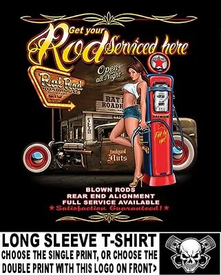 Rat Rod Roadhouse Street Hot Rod Model A Sedan Skull Service Girl T-shirt WS134 • $26.99