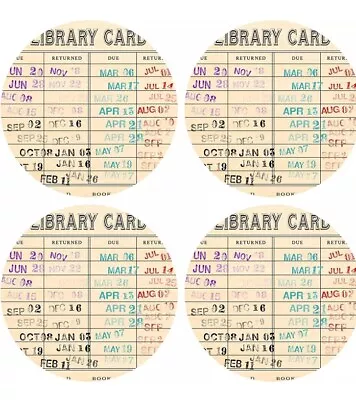 4 Pieces Vintage Library Due Date Card Coaster Set Gift For Book Lovers Library • $6.99