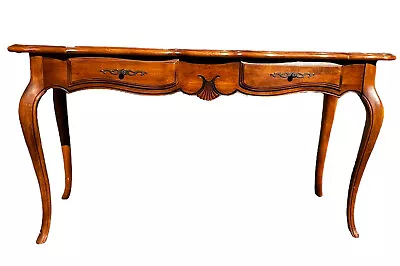 Vintage Ethan Allen French Country Sofa Table Console Solid Maple Two Drawers • $899.99