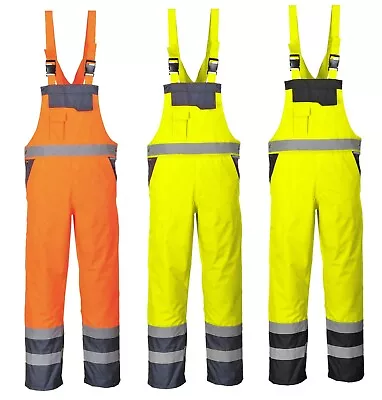 £28.84 • Buy PORTWEST Hi Vis Contrast Bib & Brace Waterproof Breathable Dungarees S488