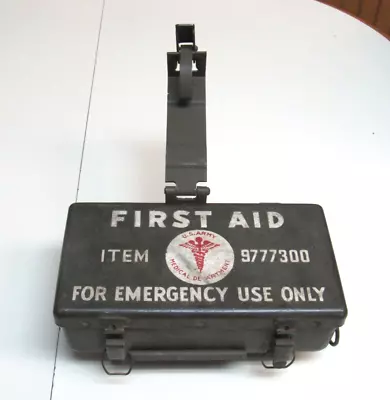 Vintage US Army Military Medical First Aid Kit -  Box Full Of Supplies W Bracket • $14.95