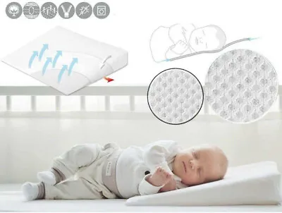 Baby Wedge Pillow Anti Reflux Colic Cushion Pram Crib Cot Bed Flat Round&Square • £10.65