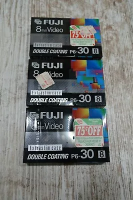 3 FUJIFILM Fuji Film P6-30 8mm Video Cassette Camcorder Tape New Sealed • $12