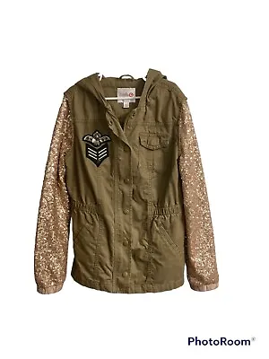 $13.99 • Buy Annie For Target Green Military Sequin Hooded Jacket Girls Large