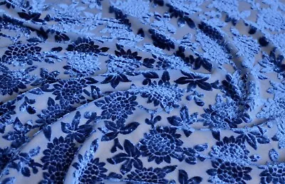 2.7 Yd/ Vintage Mulberry Silk Velvet Devore Fabric Luxury Uzbek Oriental Cloth • $81