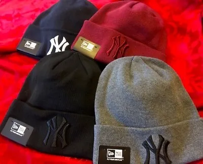 NEW YORK YANKEES EMBROIDERED KNIT BEANIE CAP ~ NEW ERA ~ FREE Same Day USA Ship! • $14.97